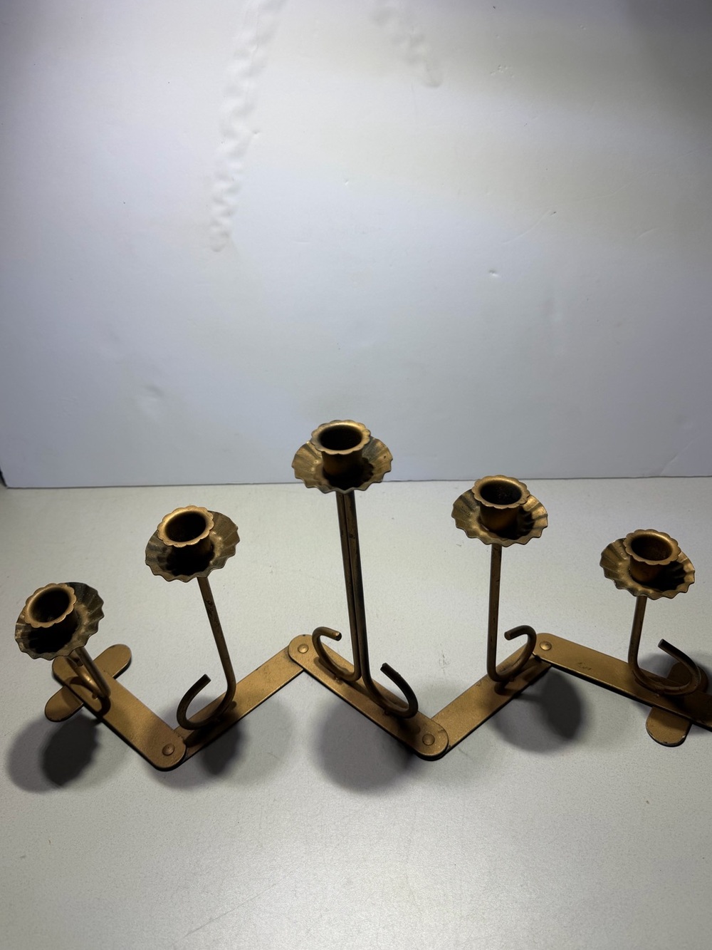 VTG MCM Accordion Candelabra Folding 5 Taper Hollywood Regency Aesthetic